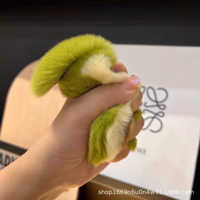 Cute Avocado Otter Fur Keychain Plush Toy Bag Charm