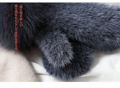 Warm Genuine Fur Lined Mittens with Real Rabbit Fur Trim