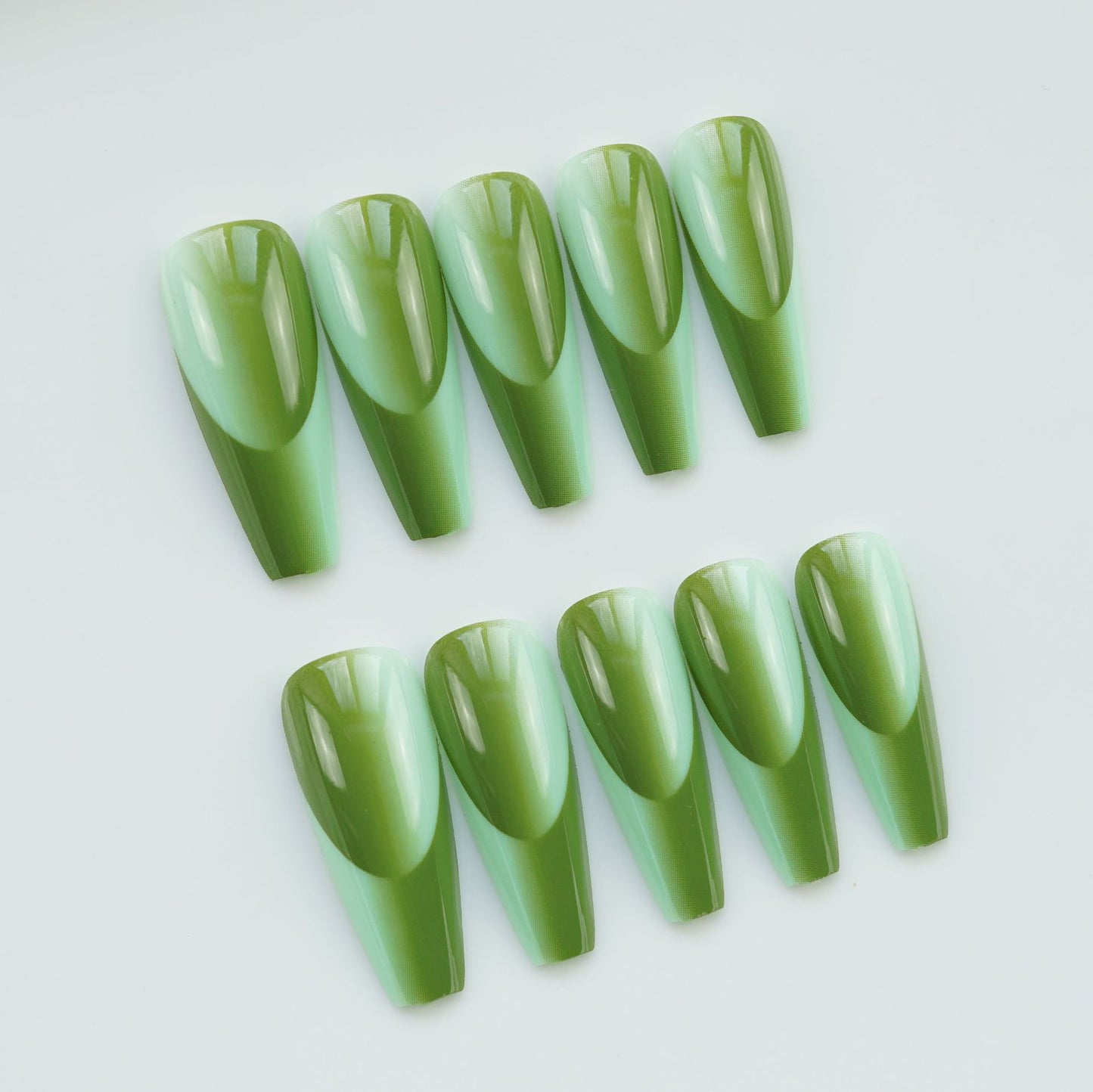 Fluorescent Green Jade Gradient Nail Tips, Wearable Design