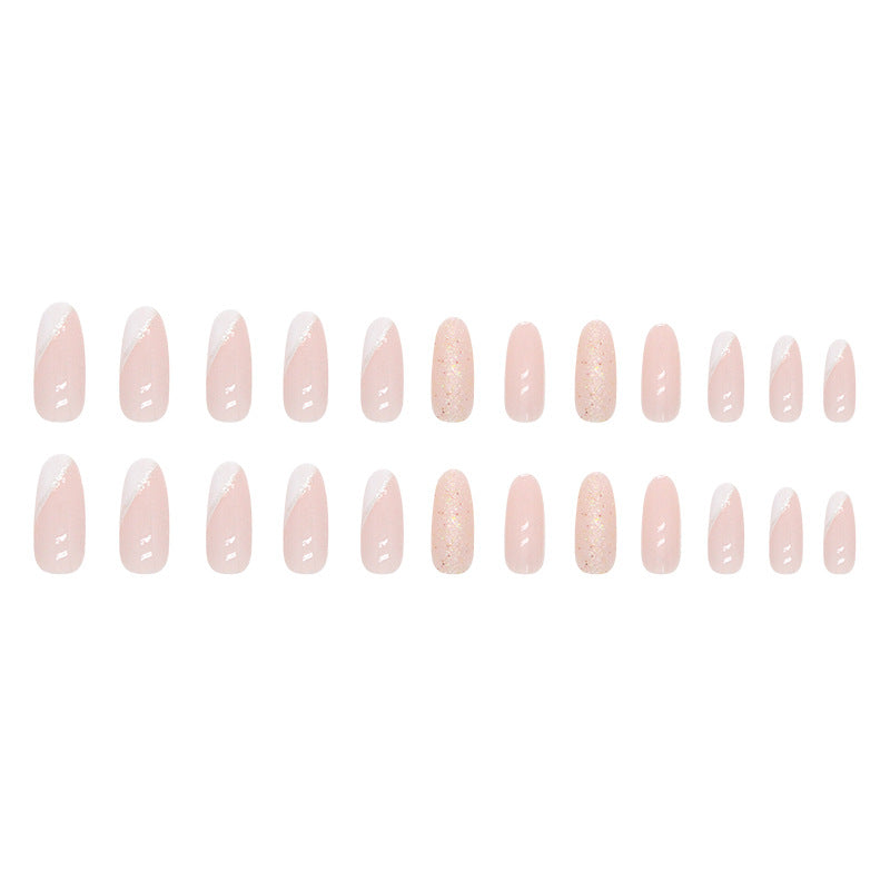 Oval Minimalist Slanted French Nails for Elegance