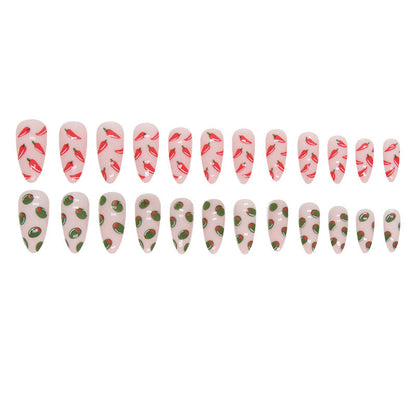 Almond Shape Red Chili Nails, Cute and INS Style