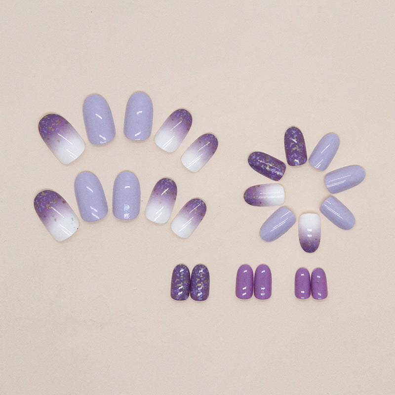 Oval Shape Sweet Lilac Pearl Gradient Nails, French Style