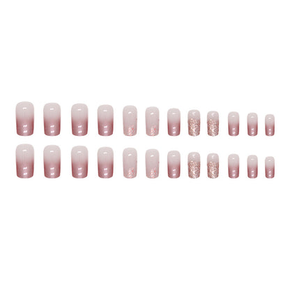 Aurora Gradient Shimmer Nails, Ins Style Mid-Length