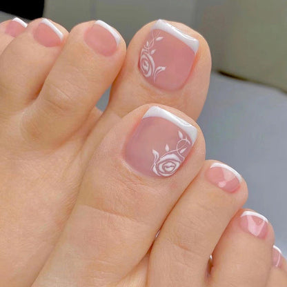 Summer Fresh Ice Flower Fall Toe Nails - Whitening Nail Tips