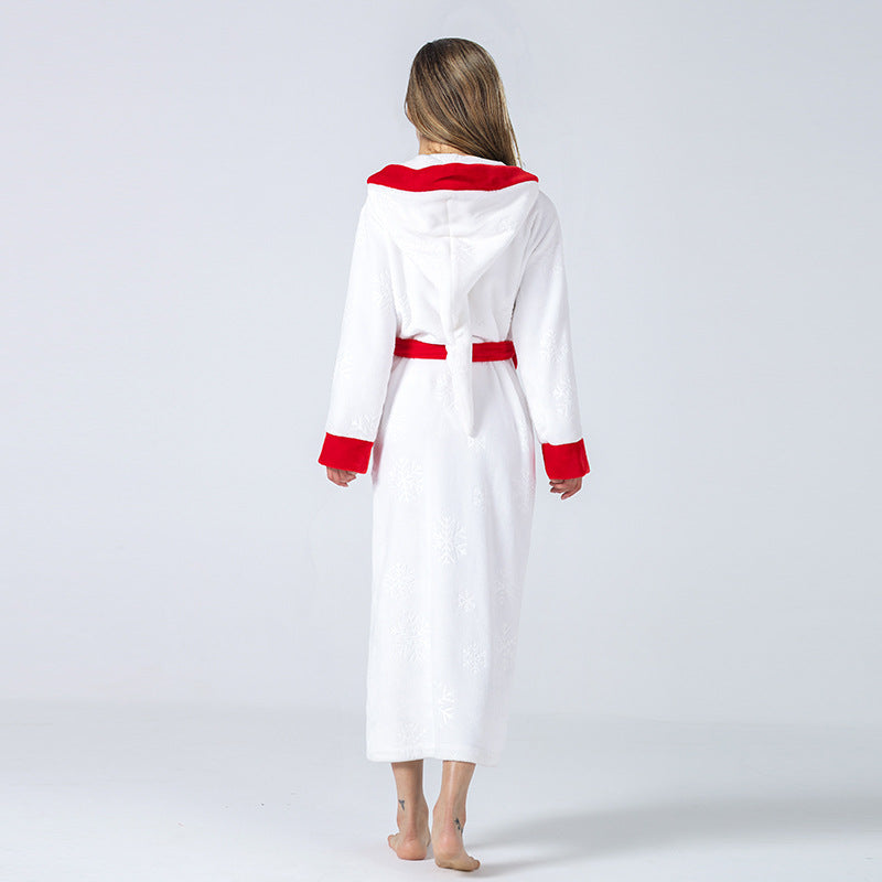 Christmas Hooded Long Sleeve Tie Robe