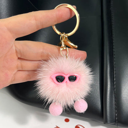 Cute Mink Fur Coal Ball Keychain - Trendy Toy Charm