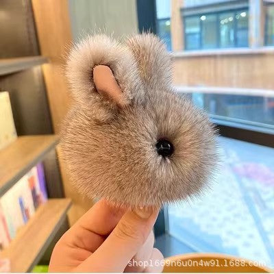 Faux Mink Fur Mini Rabbit Keychain Car Decor