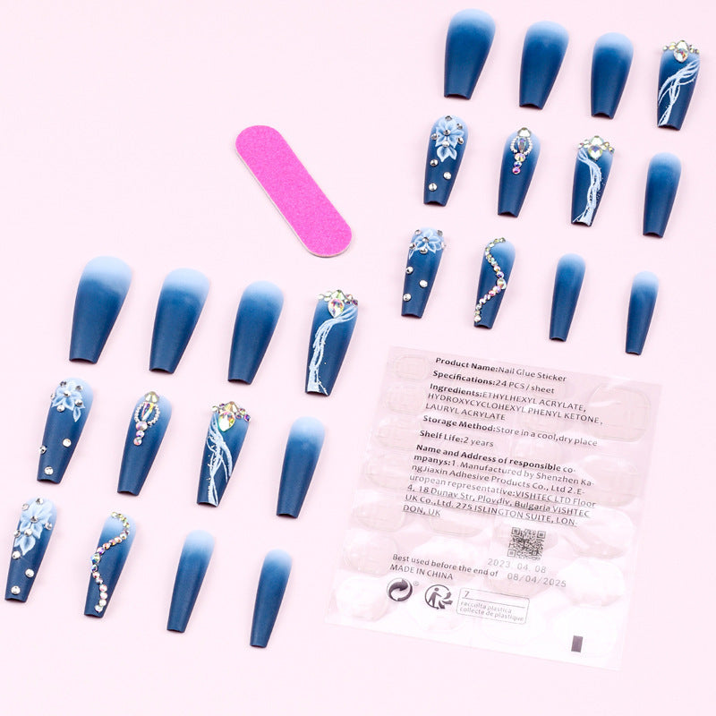 New FashionLong Gradual Camellia Nail Tips