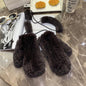 Cute Real Rabbit Fur Mittens - Winter Neck Strap Gloves"