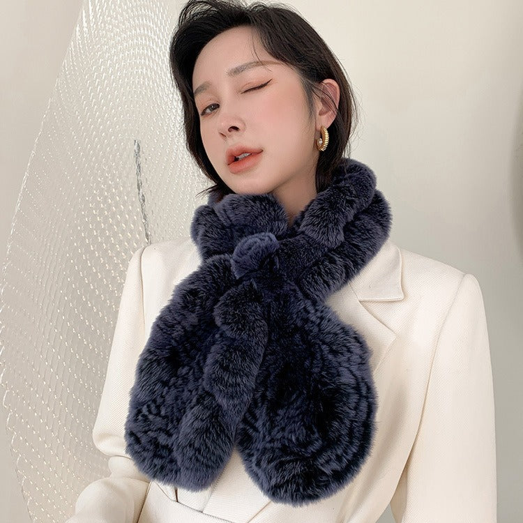 "Fashionable Real Rabbit Fur Scarf - Winter Accessory