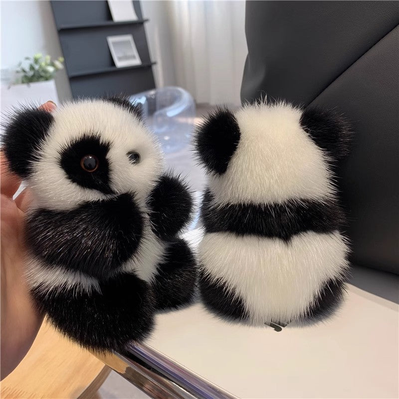 Cute Faux Mink Panda Keychain Plush Toy Accessory