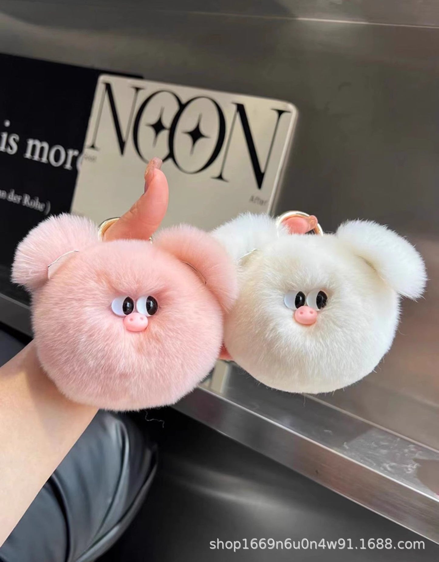 Cute Rabbit Fur Pig Keychain Plush Toy