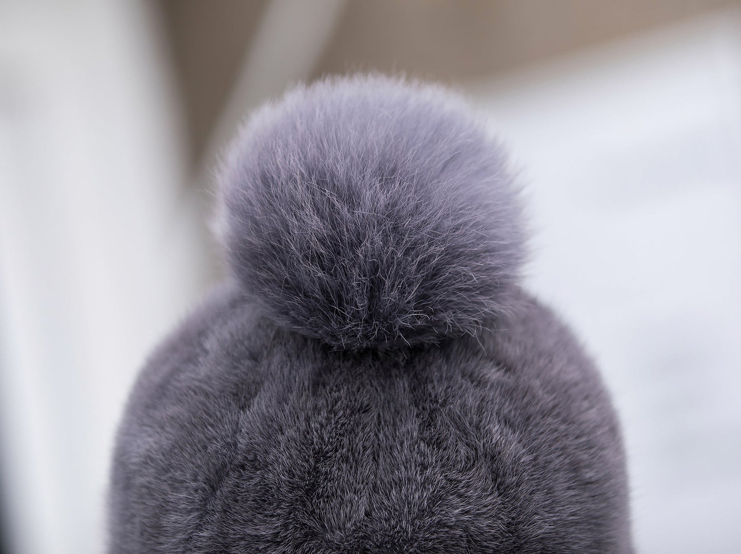 Warm Mink Fur Hat - Fox Pom Pom Baseball Cap