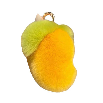 Cute Faux Rabbit Fur Mango Keychain - Car Charm