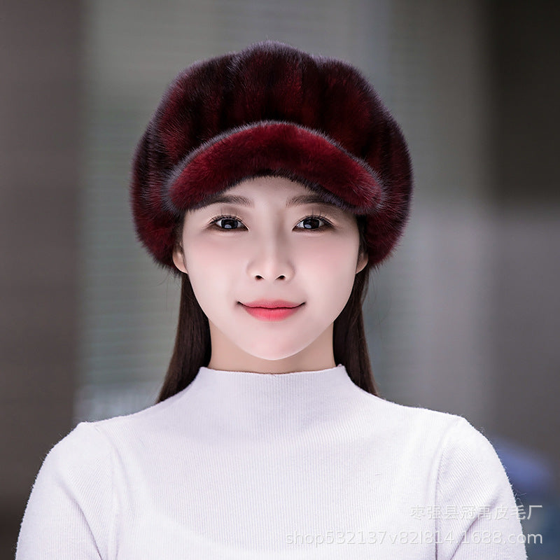 Winter Mink Fur Beret - Stylish & Warm