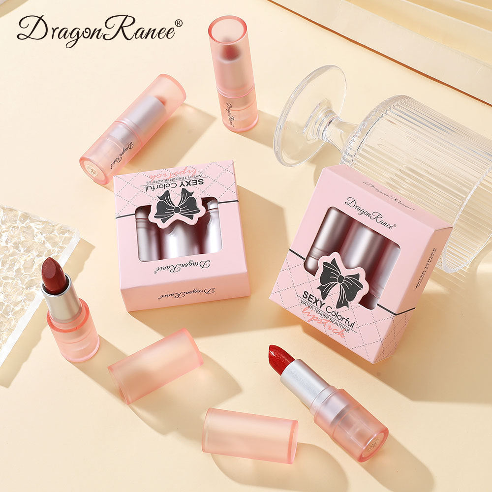 3-Pack Shimmer Lipstick Set with Pearl Finish