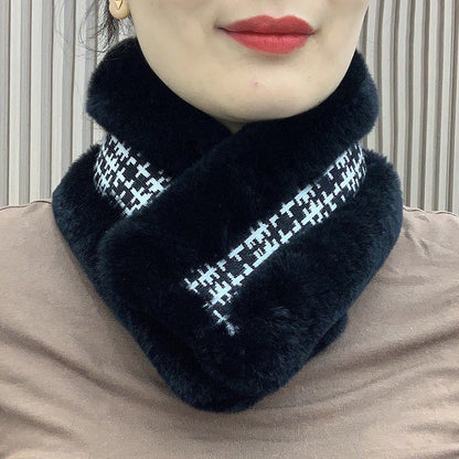 Double-Sided Real Rabbit Fur Scarf - Women's Winter Neck Warmer