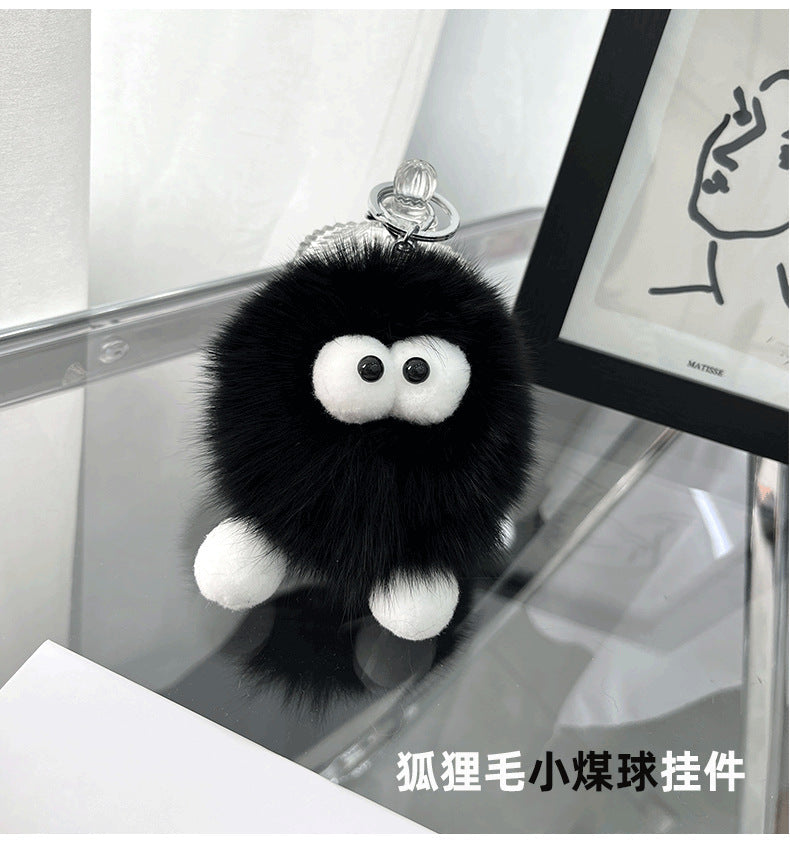 Cute Real Rabbit Fur Monster Keychain - Phone Charm