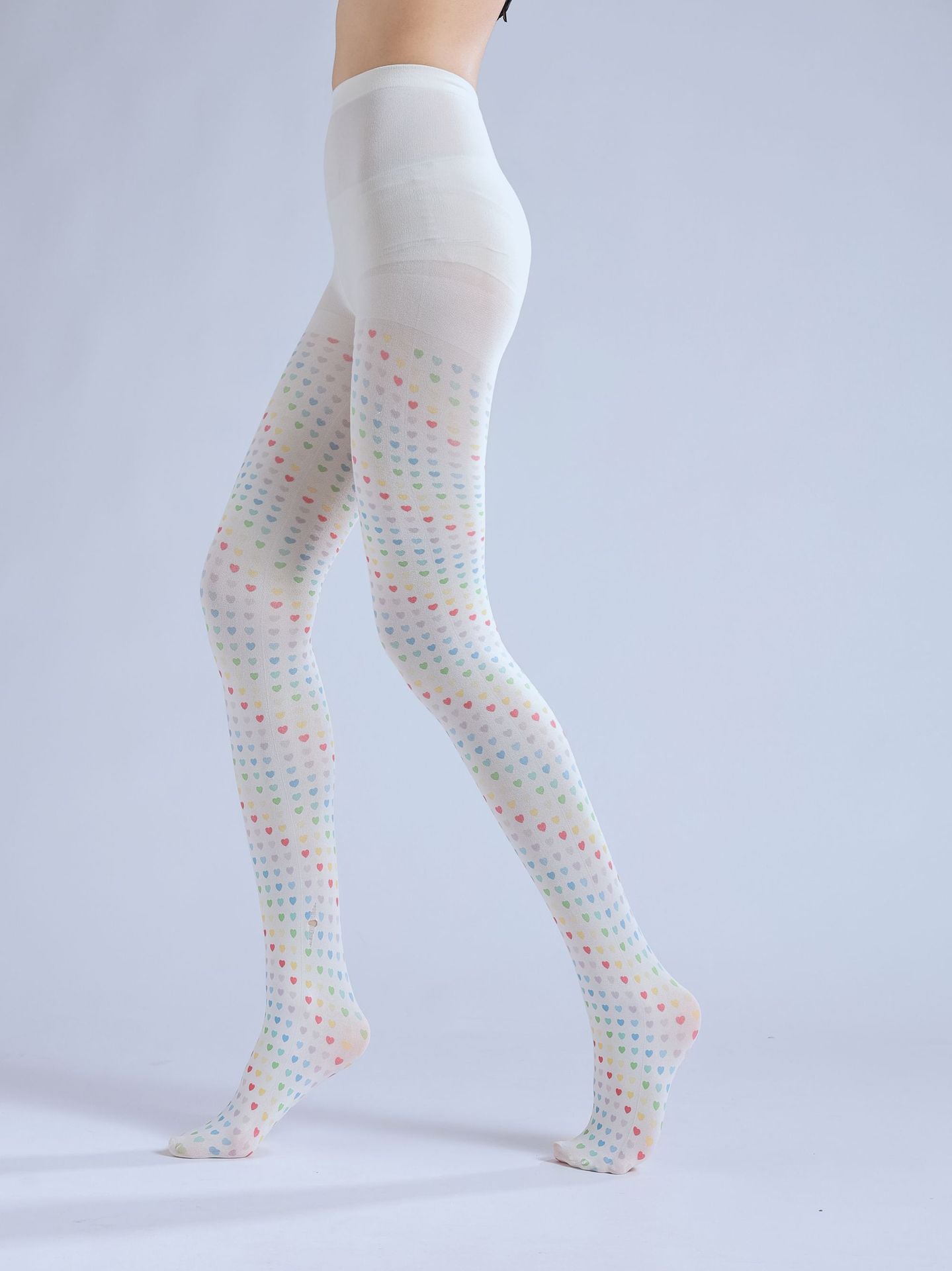 Two-dimensional Loli Outer Socks Colorful Peach Heart Personality Cos Pattern Leggings Printed Pantyhose