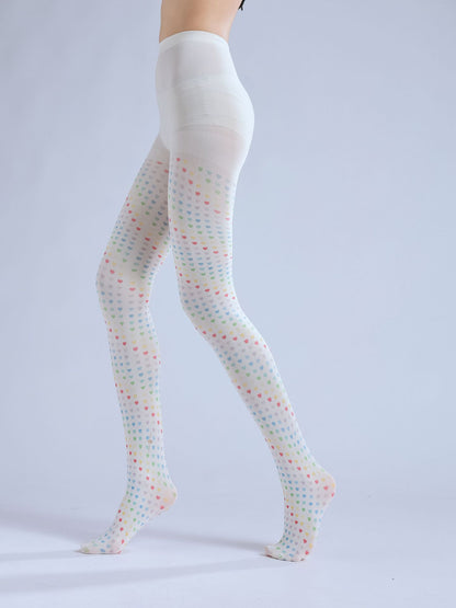 Two-dimensional Loli Outer Socks Colorful Peach Heart Personality Cos Pattern Leggings Printed Pantyhose