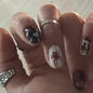 Wholesale Red-White Contrast Nail Art Tips with Heart and Spider Designs-Homeunderwear