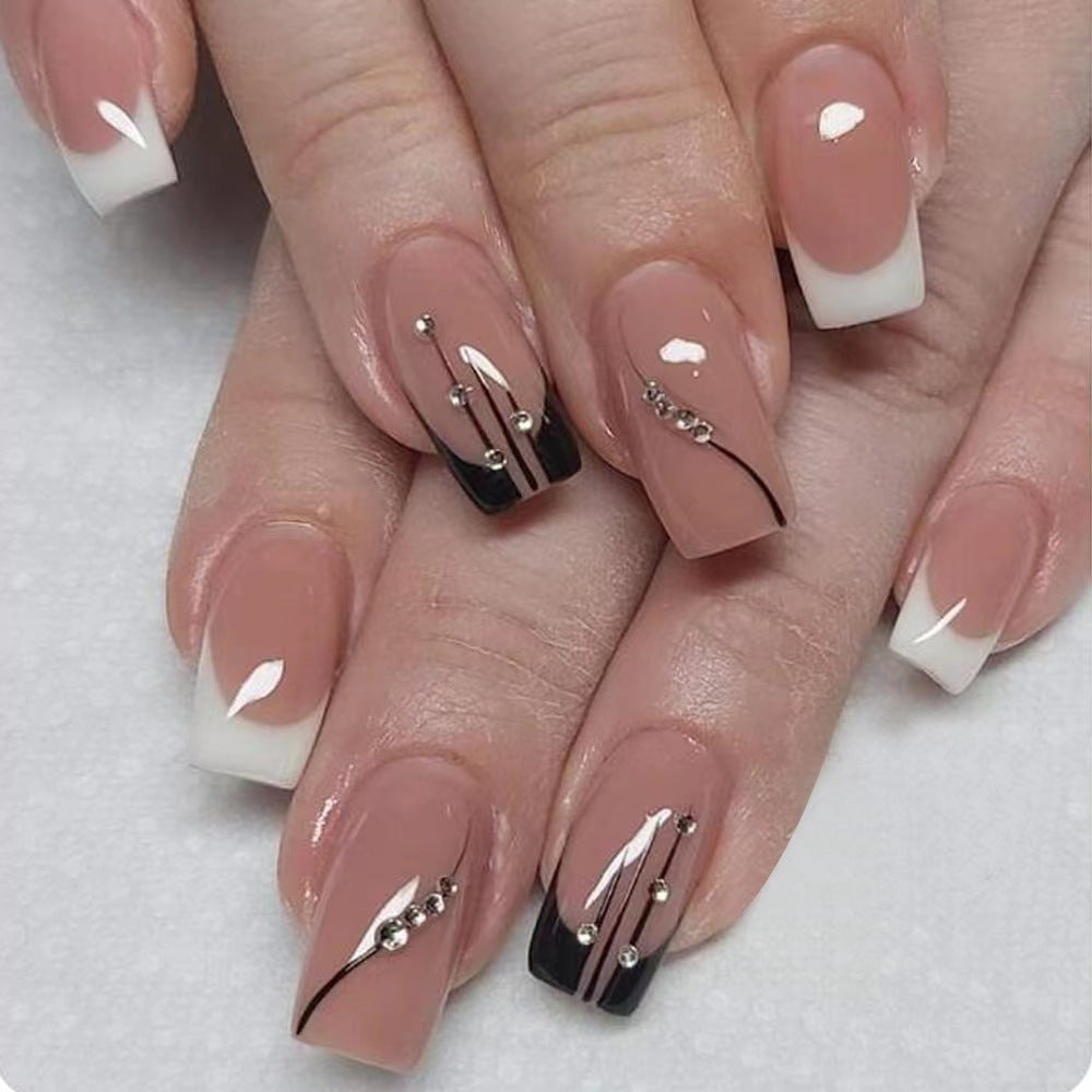 Square Black and White Removable Nails - Wholesale (24-Piece)