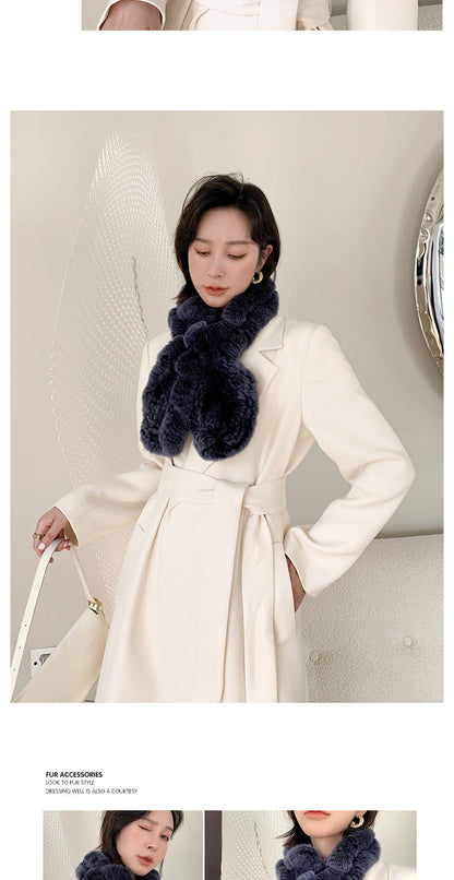 "Fashionable Real Rabbit Fur Scarf - Winter Accessory