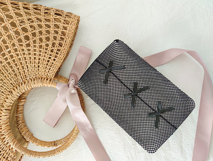 Sexy Long Bow Jk Big Grid Hollowed-out Pantyhose