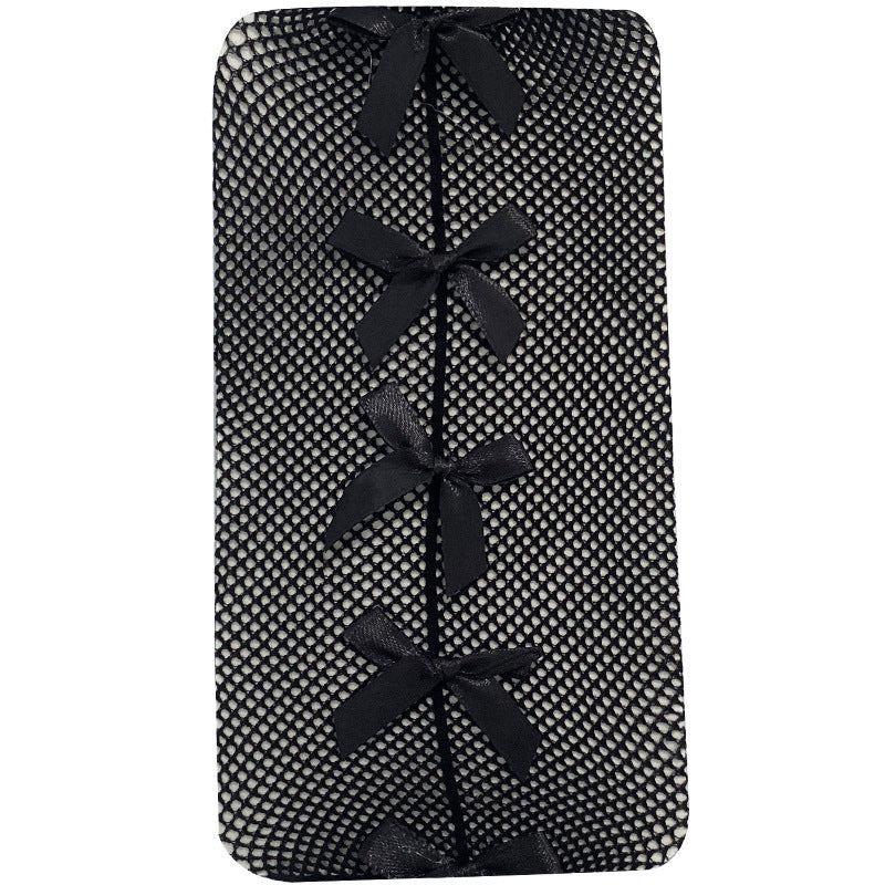 Sexy Long Bow Jk Big Grid Hollowed-out Pantyhose