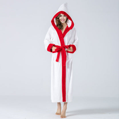 Christmas Hooded Long Sleeve Tie Robe