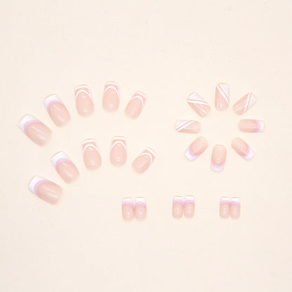 Sweet Nude Nails Simple Elegant Medium Long Euro Square Fake Nails Ins Style Wearable