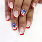 Independence Day Wear Nail Square Red White Blue Stars and Stripes Design Removable Finished Fake Nails-homeunderwear