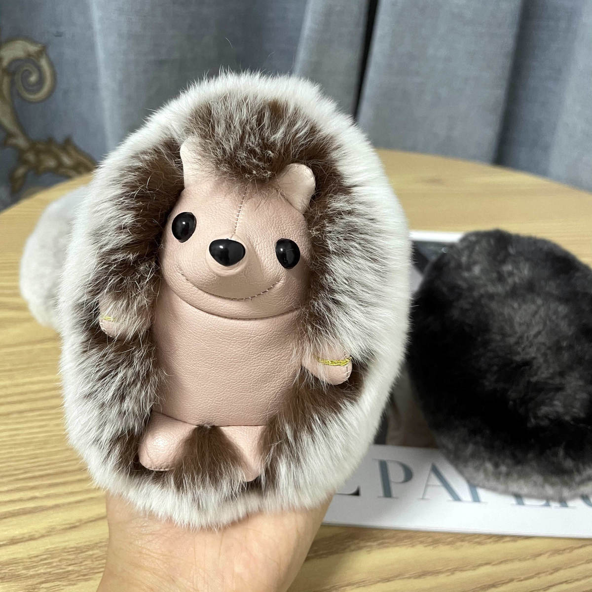 Mink Fur Hedgehog Keychain Bag Accessory