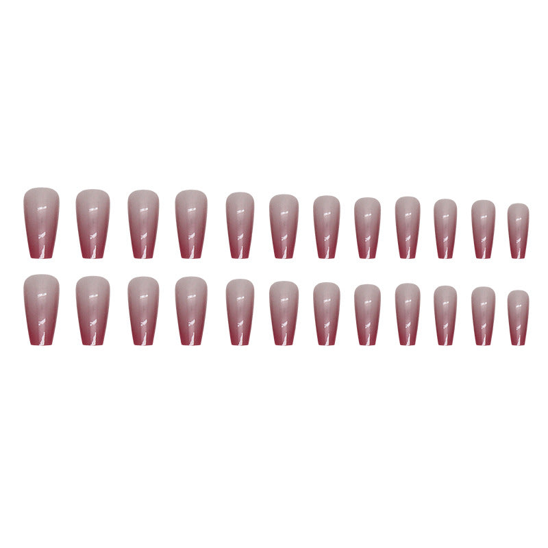 Ultra-Shiny Aurora Mid-Length Ballet Nails with Gradient Pink