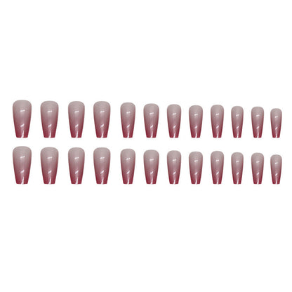 Ultra-Shiny Aurora Mid-Length Ballet Nails with Gradient Pink