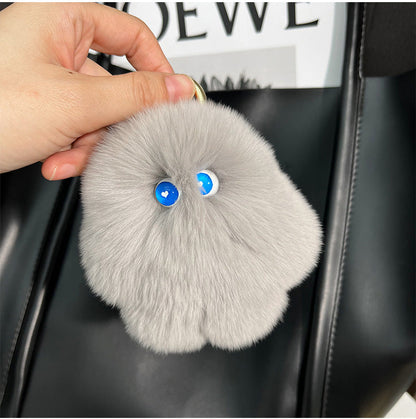 Cute Real Rabbit Fur Monster Keychain - Phone & Bag Charm