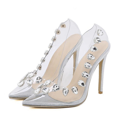 Luxurious Waterdrop Diamond Stiletto Women's Evening Shoes-Homeunderwear