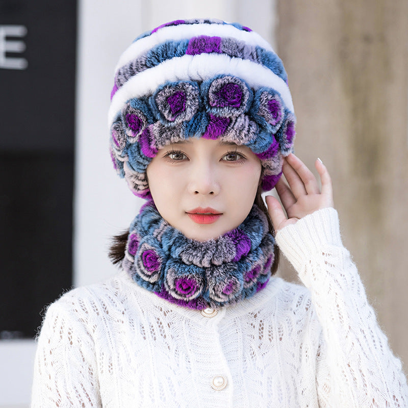 Stylish Real Rabbit Fur Ear Flap Hat - Warm Winter Accessory