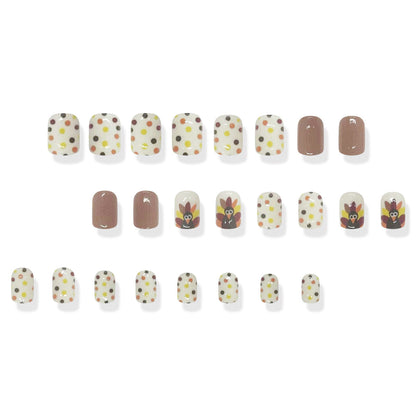 Autumn Turkey Polka Dot Short Square Nails