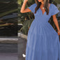 Summer New Arrival Stylish Short Sleeve Swing Mid-Length Dress