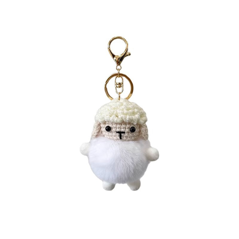 Cute Real Rabbit Fur Lamb Keychain - Backpack Accessory