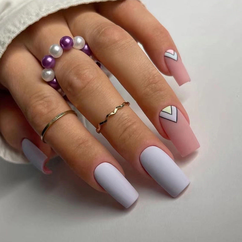 Solid Color Matte Triangle Reverse French Nails