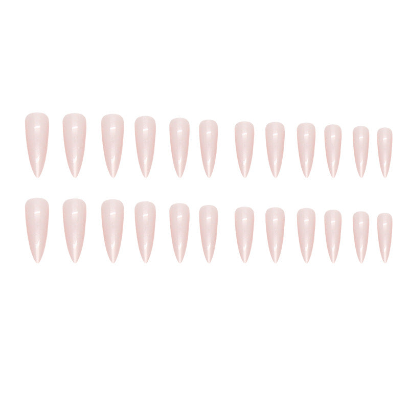 Long Aurora Pointed Nails, Chic Nude Color Design