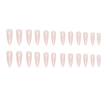 Long Aurora Pointed Nails, Chic Nude Color Design