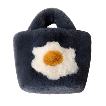 Cute Fuzzy Fried Egg Handbag - Winter Shoulder Tote