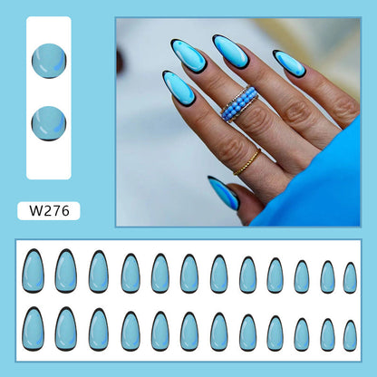 Anime-Inspired Almond Shape Light Blue Nails for Women