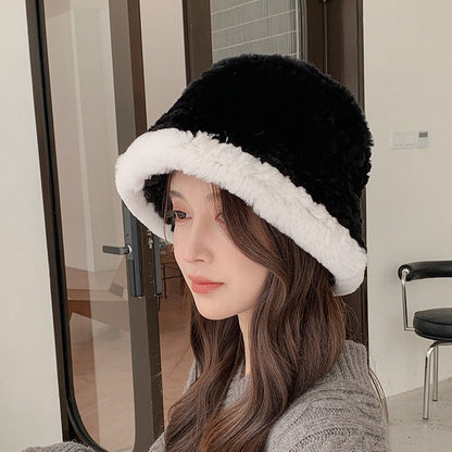 Winter Real Rabbit Fur Bucket Hat - Cozy & Stylish