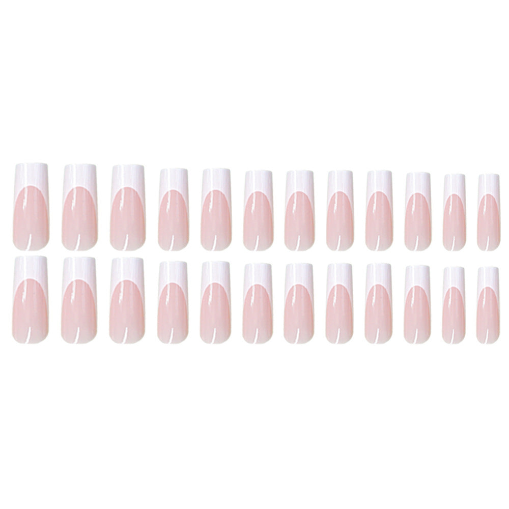 24-Piece Box of White French Ballet Waterpipe Nails, Pink, Waterproof