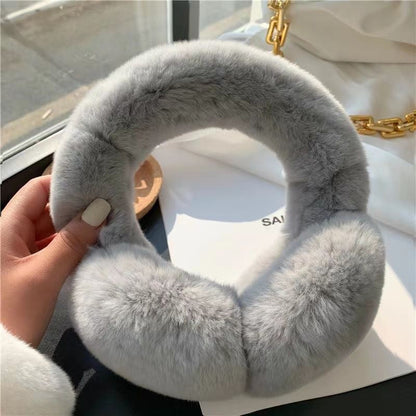 Cute Winter Real Rabbit Fur Ear Muffs - Foldable & Warm