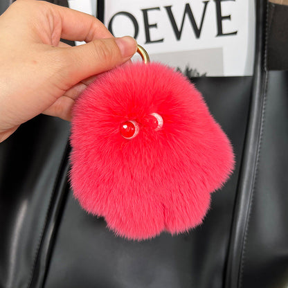 Cute Real Rabbit Fur Monster Keychain - Phone & Bag Charm